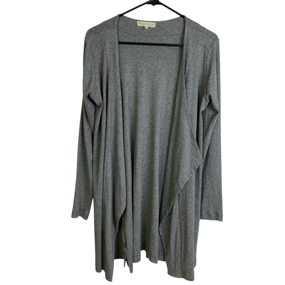 Indigenous Cardigan Womens XS Gray Organic Cotton Open Front Fair Trade Sweater